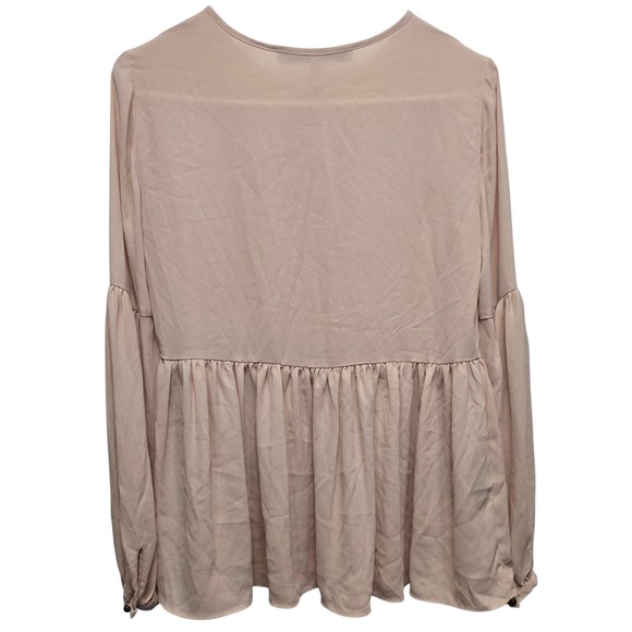 Banana Republic x Olivia Palermo‎ Long Sleeve Blouse Xs Womens Blush Peplum - Picture 2 of 9